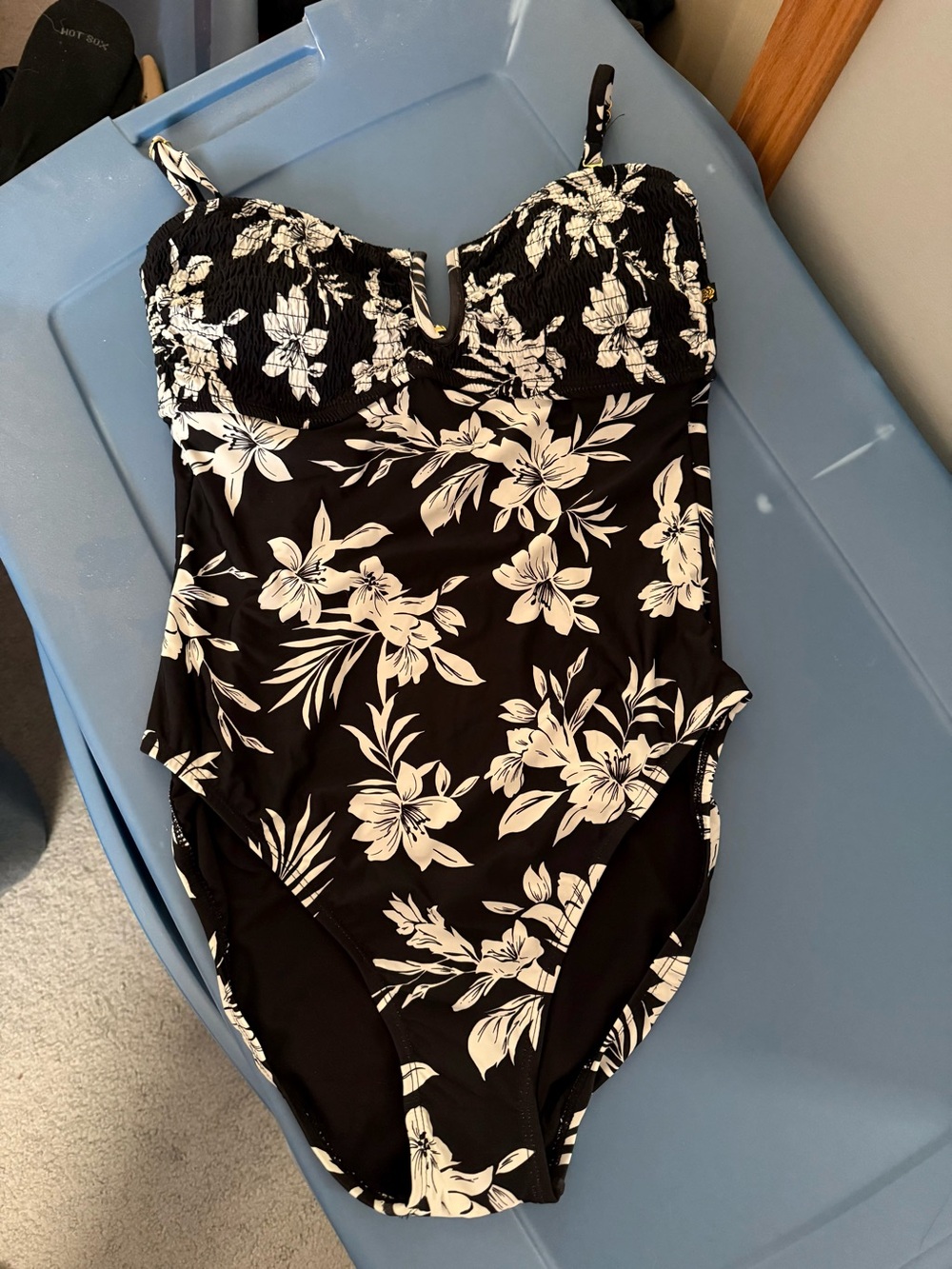 La Vie En Rose Black and White Floral One-Piece Swimsuit
